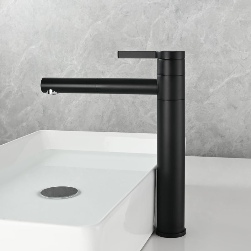 CIENCIA Bathroom Sink Faucet Single Handle Brass Vessel Sink Faucet 360Â°Rotating Spout Tall Basin Mixer Tap Black, BB6112C - Image 2